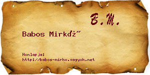 Babos Mirkó névjegykártya